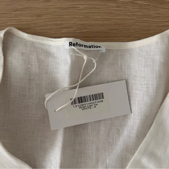 REFORMATION - MIRIAM LINEN TOP - WHITE - SIZE 8 - Picture 9 of 10